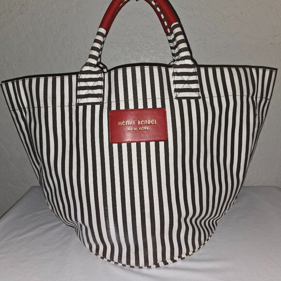 Henri Bendel Extra Large Striped Canvas Tote Bag, Beach Bag AS IS - Picture 15 of 15